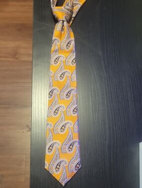 Men's Orange Paisley Dress Tie